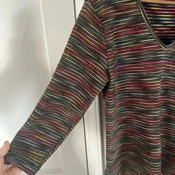 CHICOS Vintage Y2K Textured rainbow Striped Stretch Womens Size 2 Lg12 90s Y2K - Picture 3 of 7